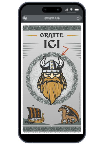 Invitation anniversaire viking virtuelle sur smartphone avec un chef viking barbu, un drakkar et un dragon.