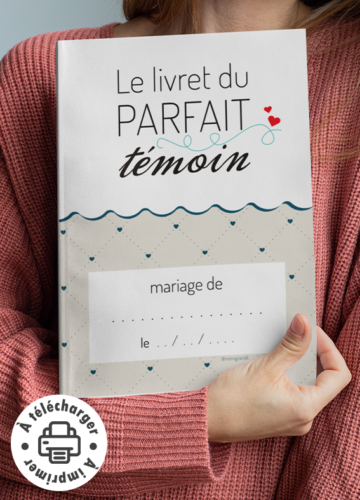 Couverture du livret du parfait témoin de mariage à imprimer pack PDF Mimi Grandit.
