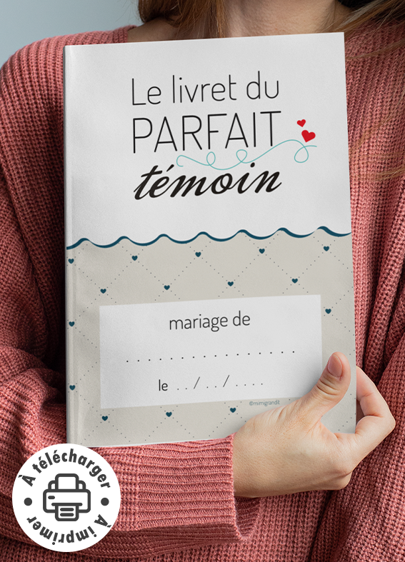 Couverture du livret du parfait témoin de mariage à imprimer pack PDF Mimi Grandit.